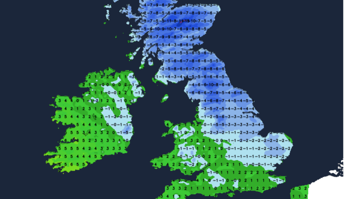 UK weather map forecast cold