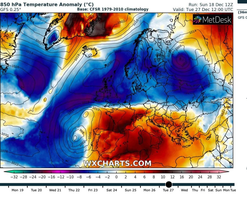 UK weather snow alert: A freezing air mass will sweep across the UK from next week