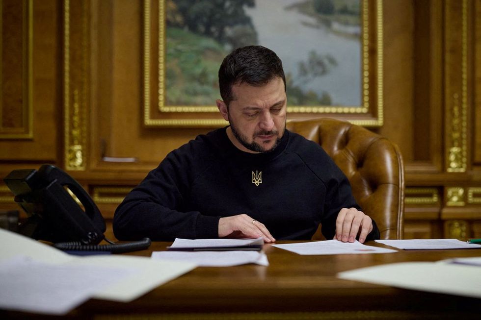 Ukraine's President Volodymyr Zelenskiy attends a phone call with Britain's Prime Minister Rishi Sunak, amid Russia's attack on Ukraine, in Kyiv, Ukraine January 14, 2023.