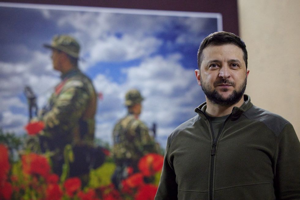 Ukraine's President Volodymyr Zelenskiy attends an award ceremony for members of the National Guard, as Russia\u2019s attack on Ukraine continues, in Kyiv, Ukraine March 26, 2022. Ukrainian Presidential Press Service/Handout via REUTERS ATTENTION EDITORS - THIS IMAGE HAS BEEN SUPPLIED BY A THIRD PARTY.
