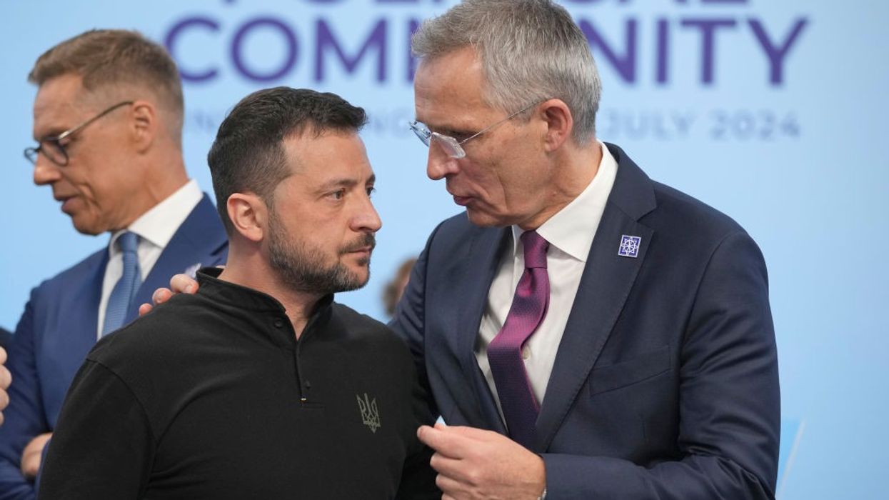 ​ Ukrainian President Volodymyr Zelensky speaks to the Nato Secretary General Jens Stoltenberg