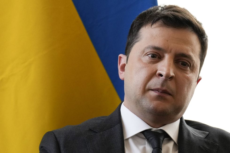 Ukrainian President Volodymyr Zelenskyy attends a meeting with Prime Minister Boris Johnson at the Munich Security Conference in Germany where the Prime Minister is meeting with world leaders to discuss tensions in eastern Europe. Picture date: Saturday February 19, 2022.
