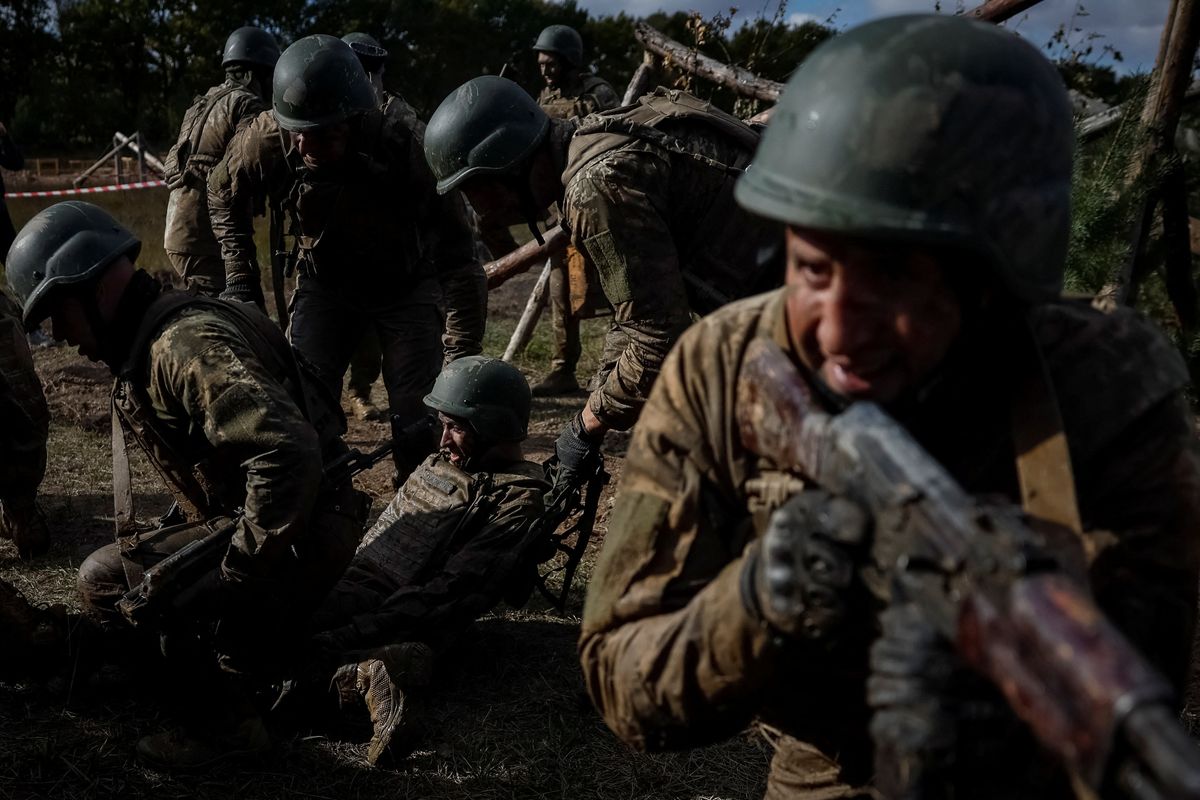 Ukrainian servicemen attend an exercise
