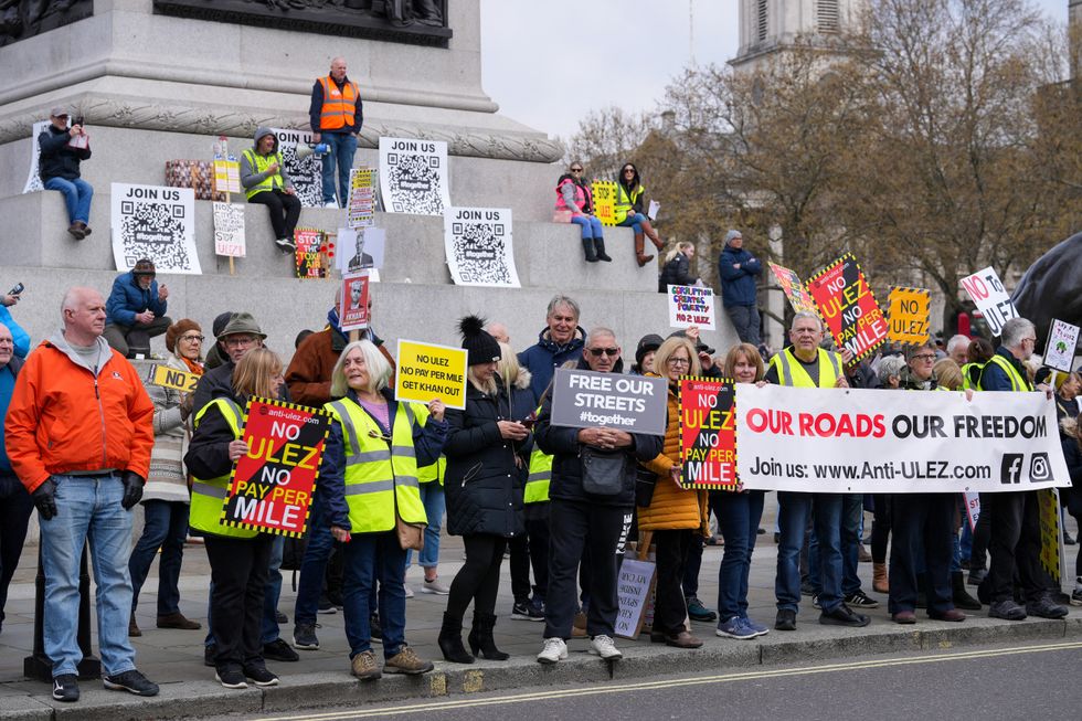 ULEZ protesters in Trafalgar Square