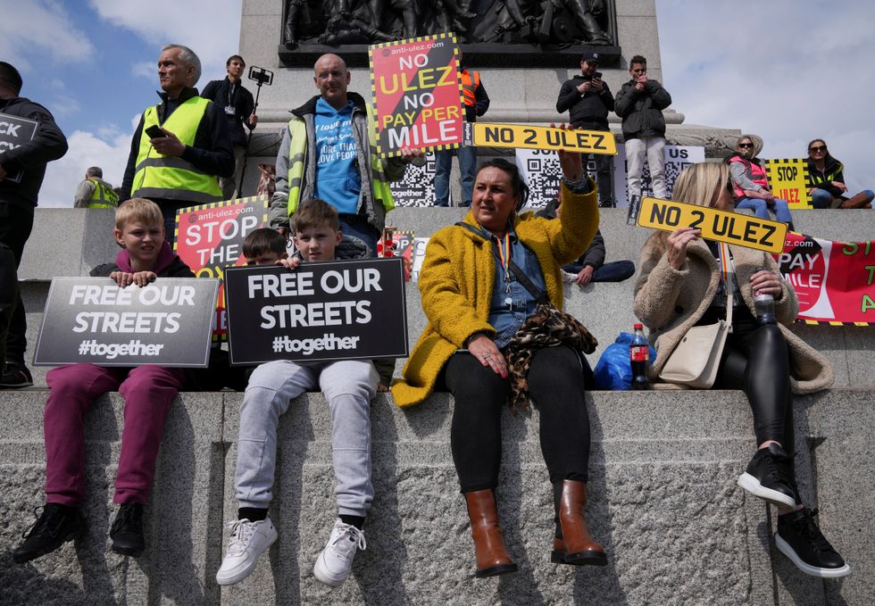 ULEZ protesters in Trafalgar Square