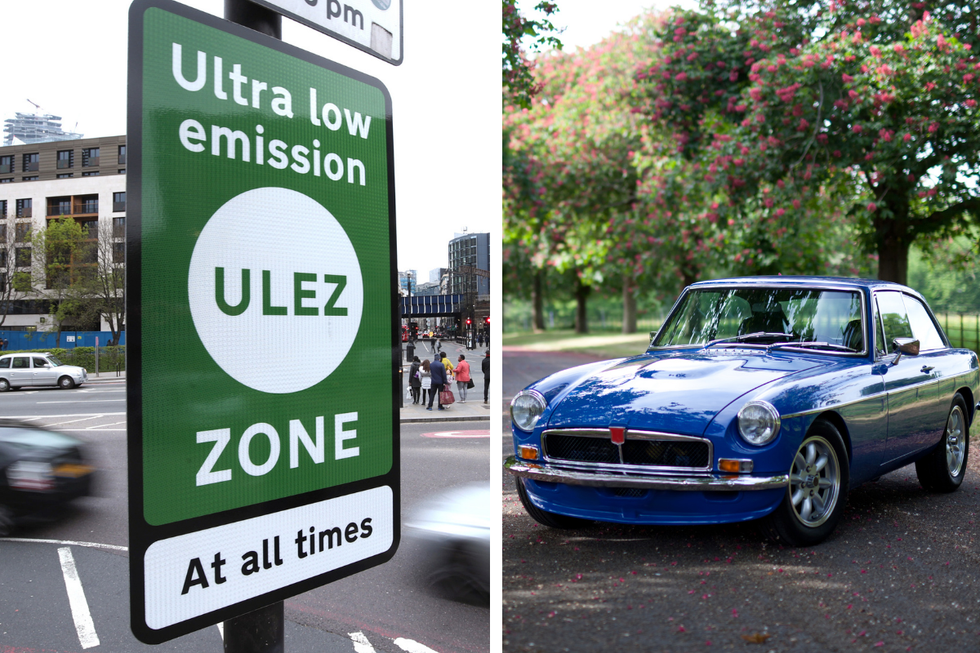 Ulez sign and a classic car