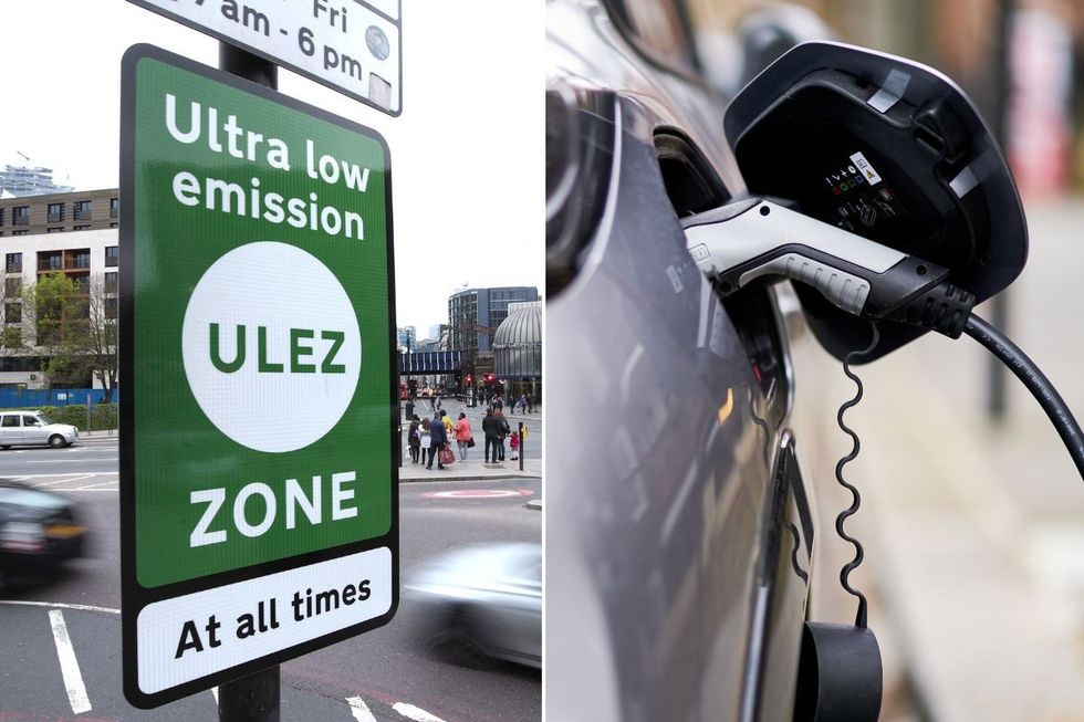 Ulez sign and EV charger