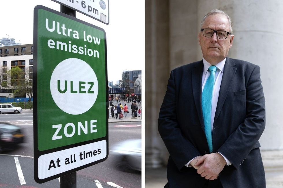 Ulez sign and Howard Cox