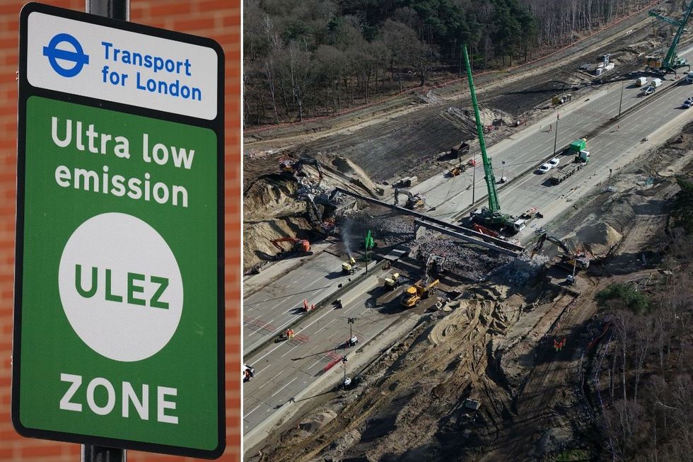 Ulez sign and M25 closure