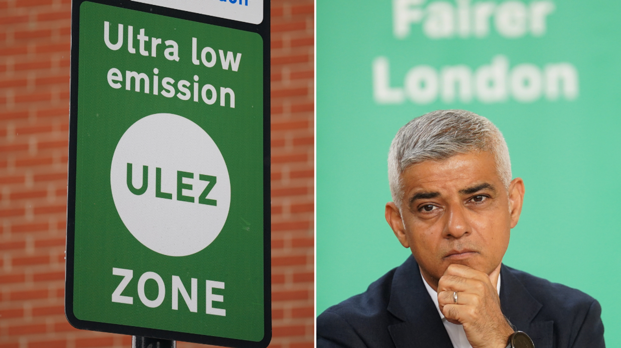 ULEZ sign and Sadiq Khan