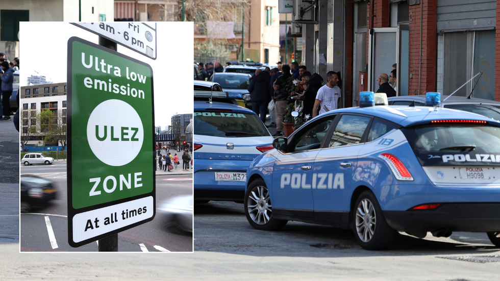 Ulez sign/Italian police cars
