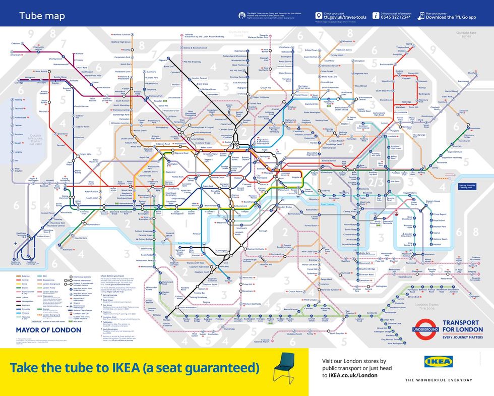 Undated handout issued by Transport for London (TfL) of a new Tube map with the Elizabeth line included for the first time. Issue date: Thursday May 19, 2022.