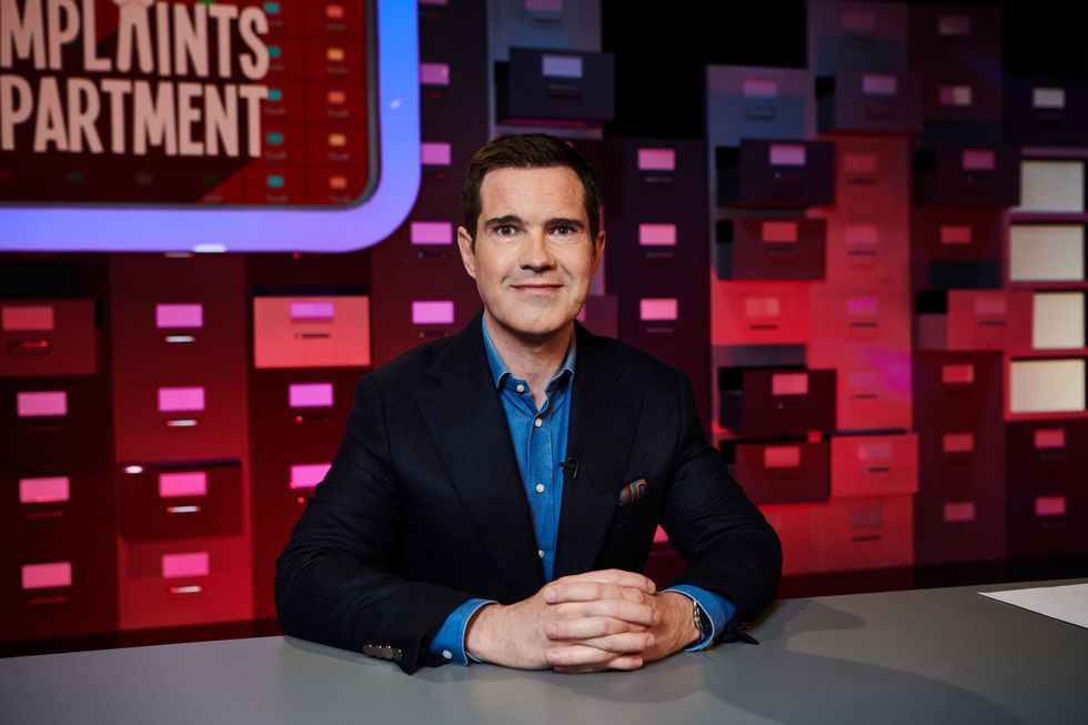 Undated Handout Photo from The Complaints Department. Pictured: Guest Jimmy Carr. See PA Feature SHOWBIZ TV Manford. Picture credit should read: PA Photo/Comedy Central/Viacom CBS. WARNING: This picture must only be used to accompany PA Feature SHOWBIZ TV Manford.