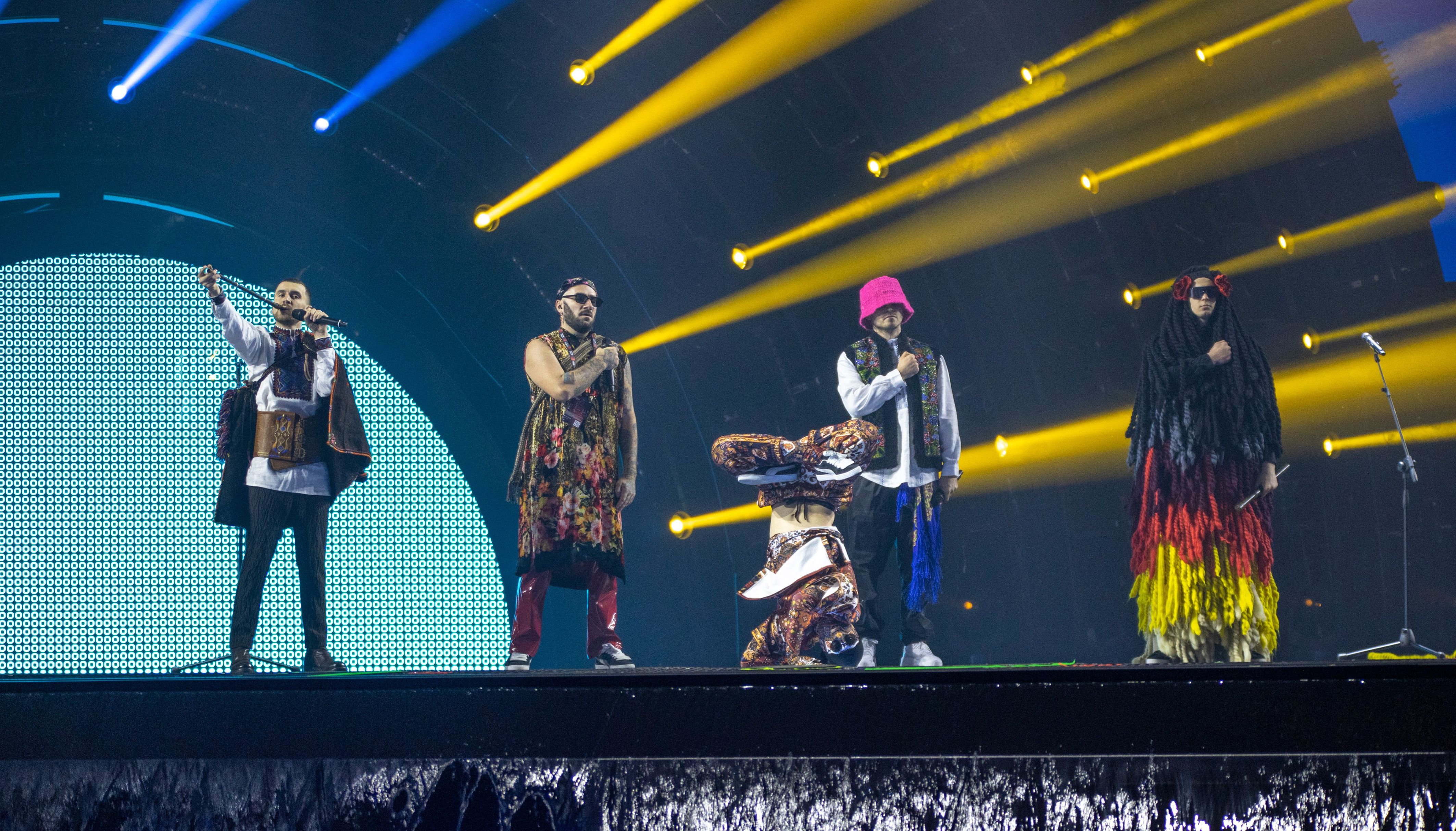 Undated handout photo issued by Eurovision 2022 of Kalush Orchestra, who have delivered an energetic performance of its song Stefania in the first semi-final for the Eurovision Song Contest 2022. Issue date: Tuesday May 10, 2022.