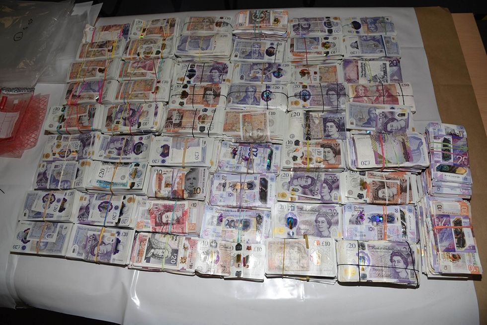 Undated handout photo issued by National Crime Agency of some of the money found in the possession of Tara Hanlon when she was stopped at Heathrow Airport with suitcases full of cash as she tried to board a flight to Dubai on October 3 2020 with more than 1.9 million in sterling notes. The 30 year old pleaded guilty at at Isleworth Crown Court to more than 5 million worth of money laundering offences. Emirati national Abdulla Alfalasi, 47, the ringleader of the gang that smuggled more than 100 million in dirty cash out of the UK to Dubai has been jailed for more than nine years in the biggest money-laundering case of its kind. Issue date: Thursday July 28, 2022.