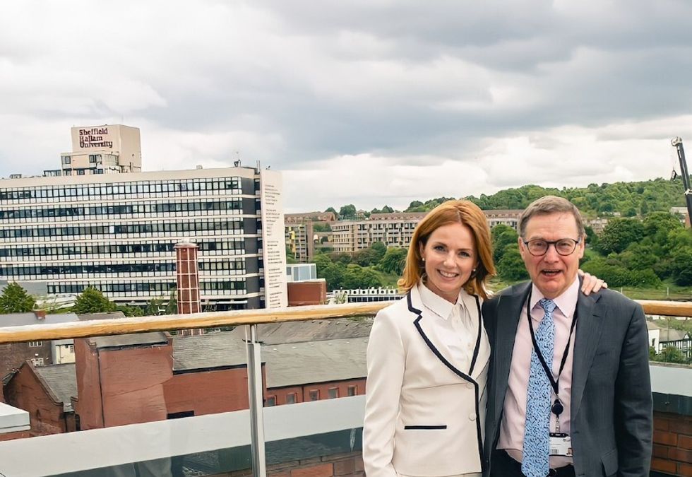 Undated handout photo issued by Sheffield Hallam University of Geri Horner and Professor Sir Chris Husbands who will receive an honorary doctorate award from Sheffield Hallam University