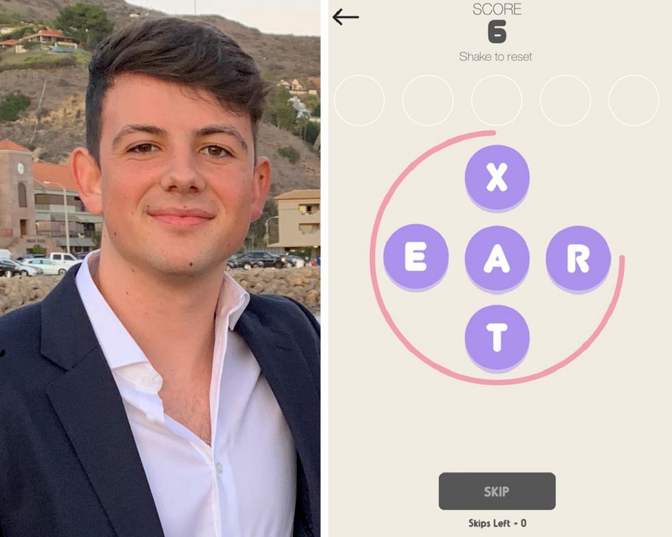 Undated handout photo of Steven Cravotta with a screengrab from his game, Wordle. The developer whose five-year-old app has suddenly received half a million downloads because it shares its name with a viral sensation puzzle game has vowed to give the profits away. The 24 year old developed word game Wordle when he was 18 and uploaded it to Apple's App Store more than five years ago, but abandoned the project soon after and has not updated it since. Issue date: Friday January 14, 2022.