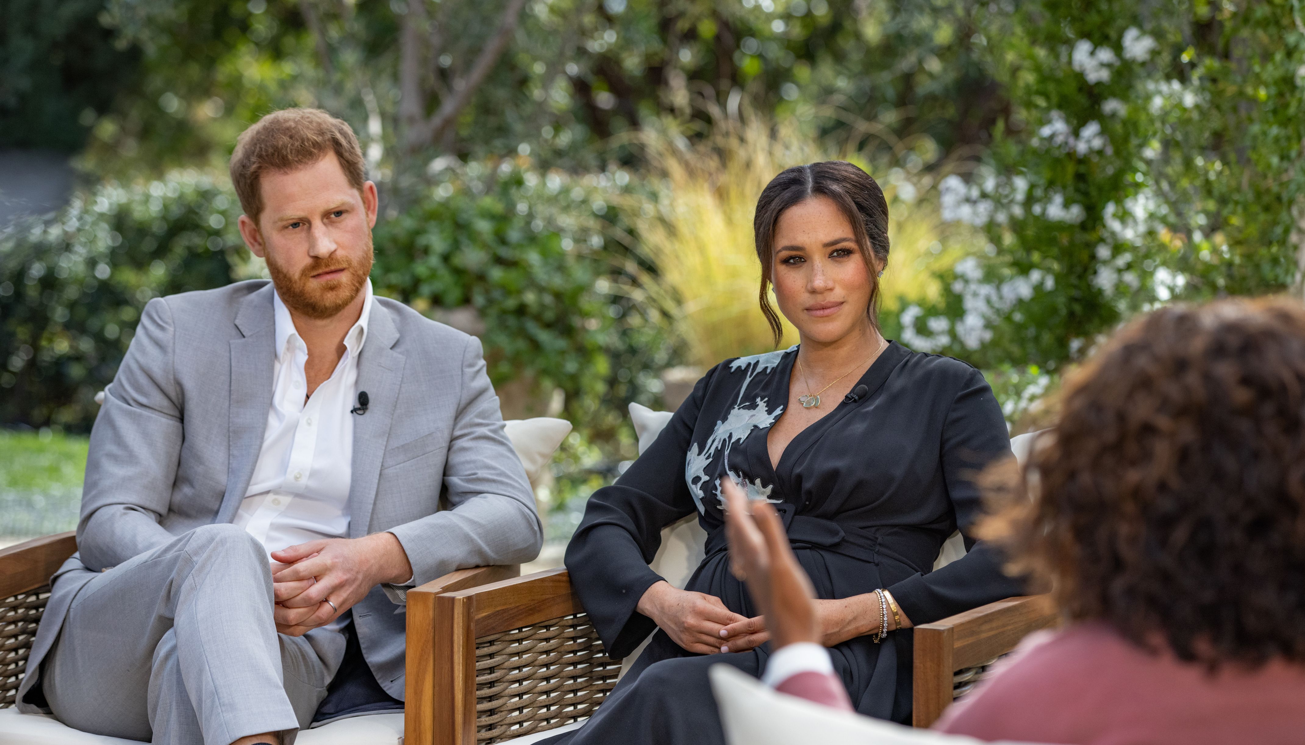 Undated Harpo Productions handout photo of the Duke and Duchess of Sussex during their interview with Oprah Winfrey. Issue date: Thursday March 4, 2021.