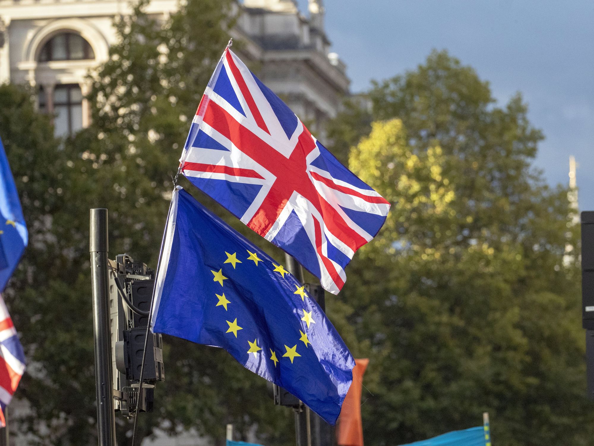 Union Jack and the EU flag