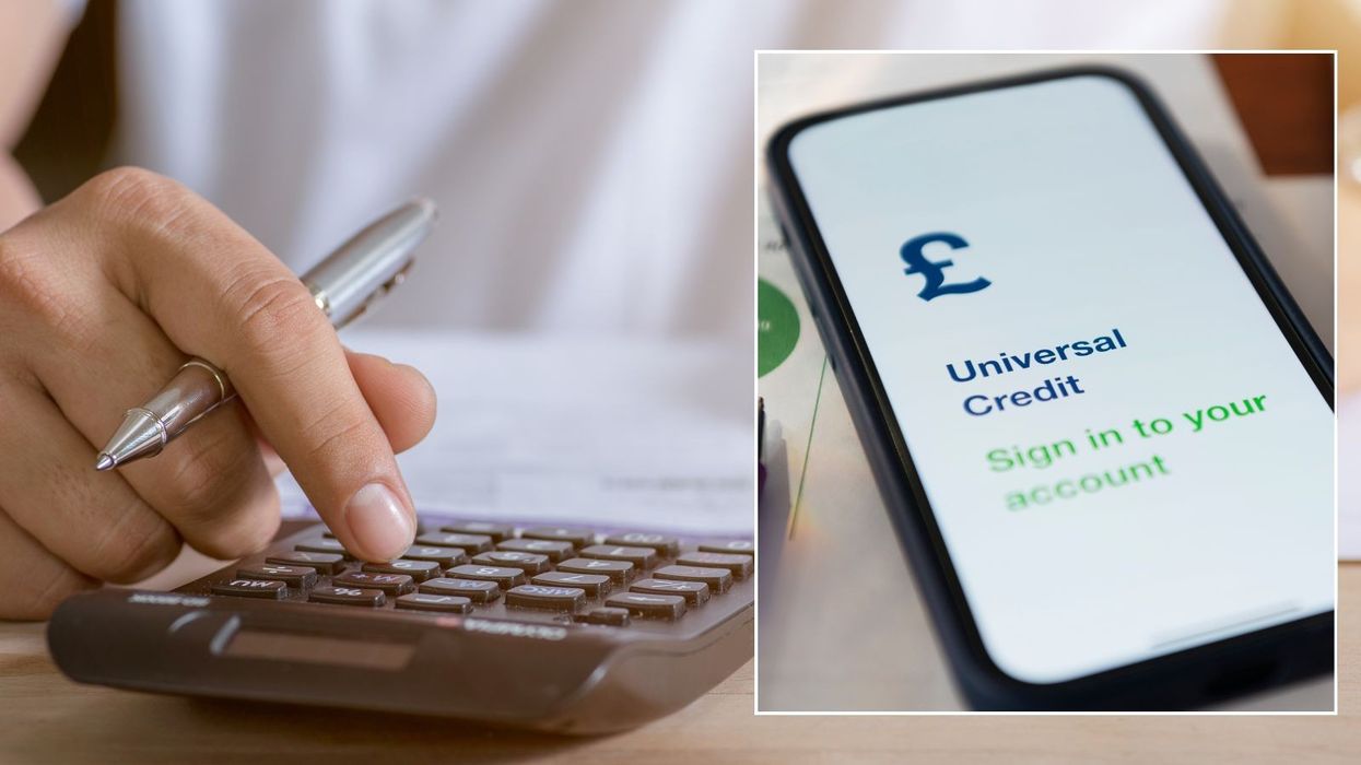 Universal Credit sign in to account sign on phone and person uses calculator
