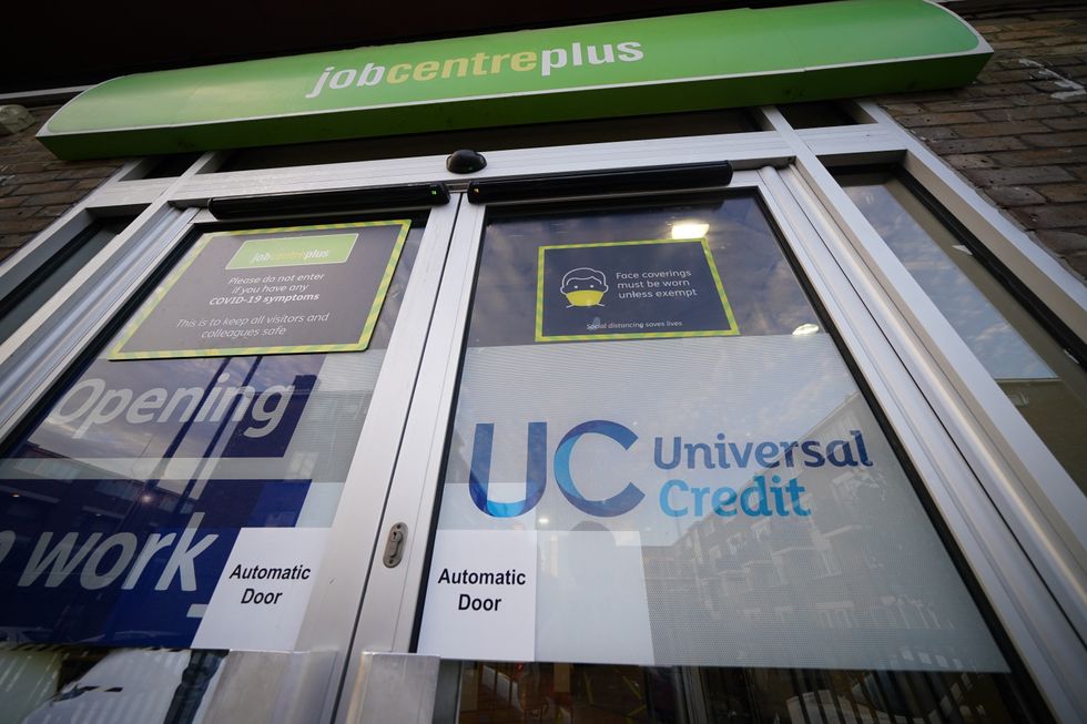 Universal Credit sign on JobCentre Plus door