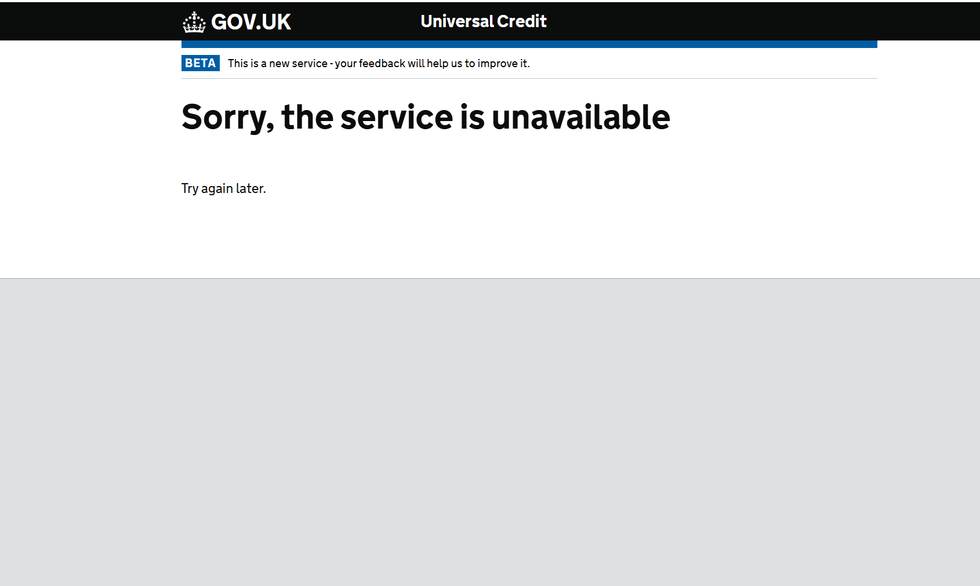 Universal credit website down