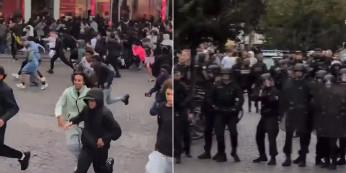 NextImg:Riot police forced to deal with fried chicken giveaway chaos after 3,000 people turn up