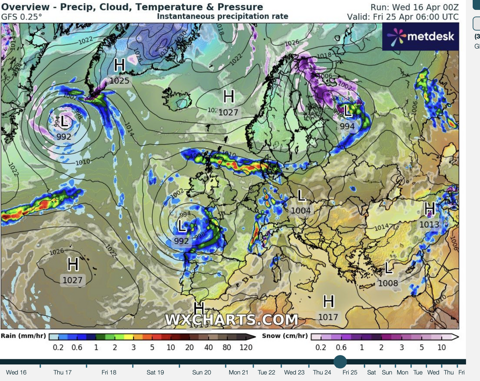 Unsettled systems swirl around the UK towards the end of the month