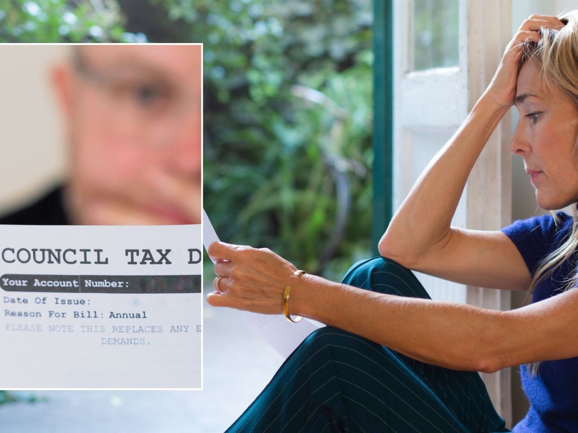 Upset woman and council tax bill
