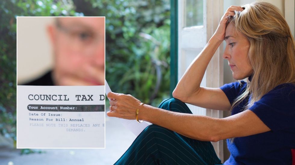 Upset woman and council tax bill