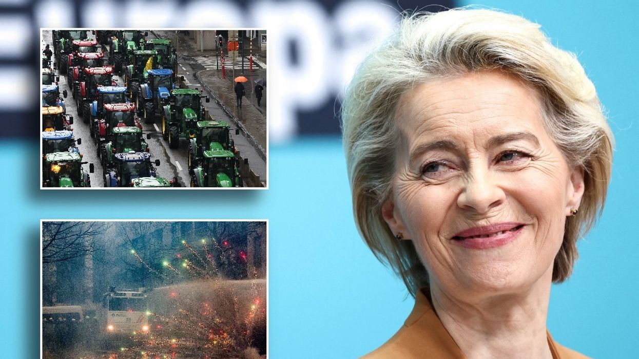 Ursula von der Leyen and farmers protest in Brussels