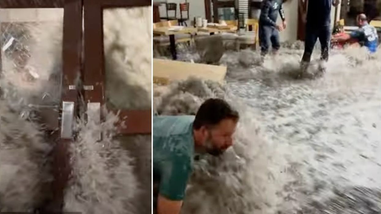 US Army base camp sees huge wave break down doors amid huge storm
