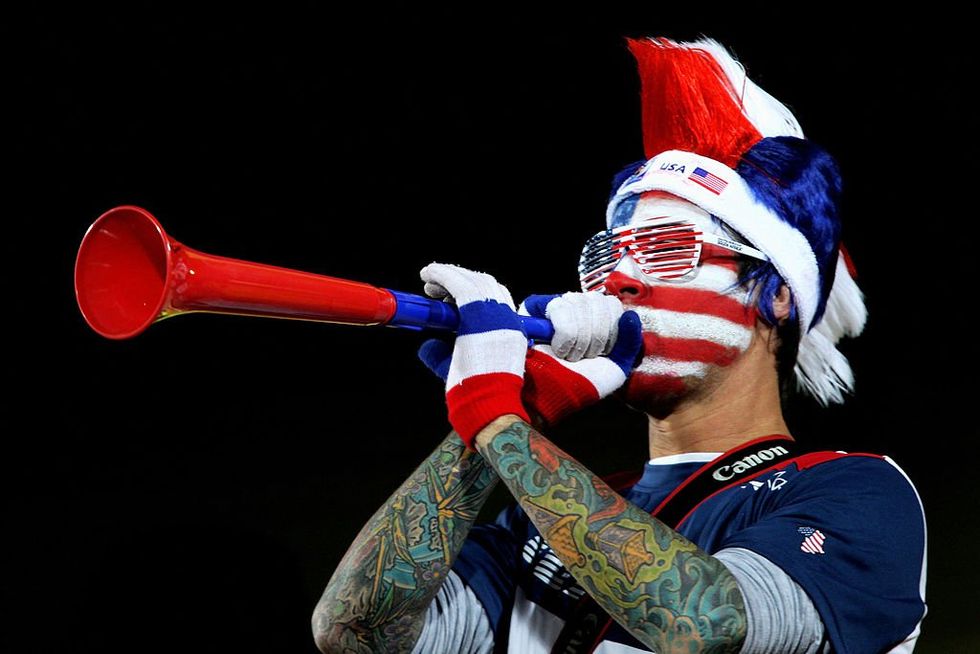 US fan with vuvuzela