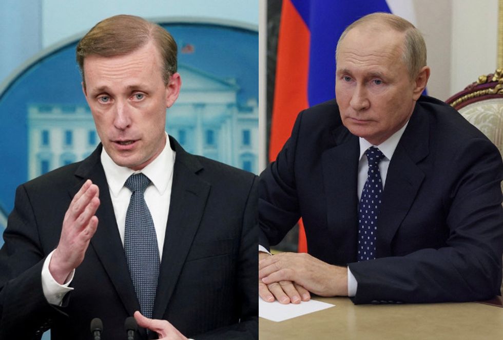 US national security adviser Jake Sullivan and Russia's Vladimir Putin