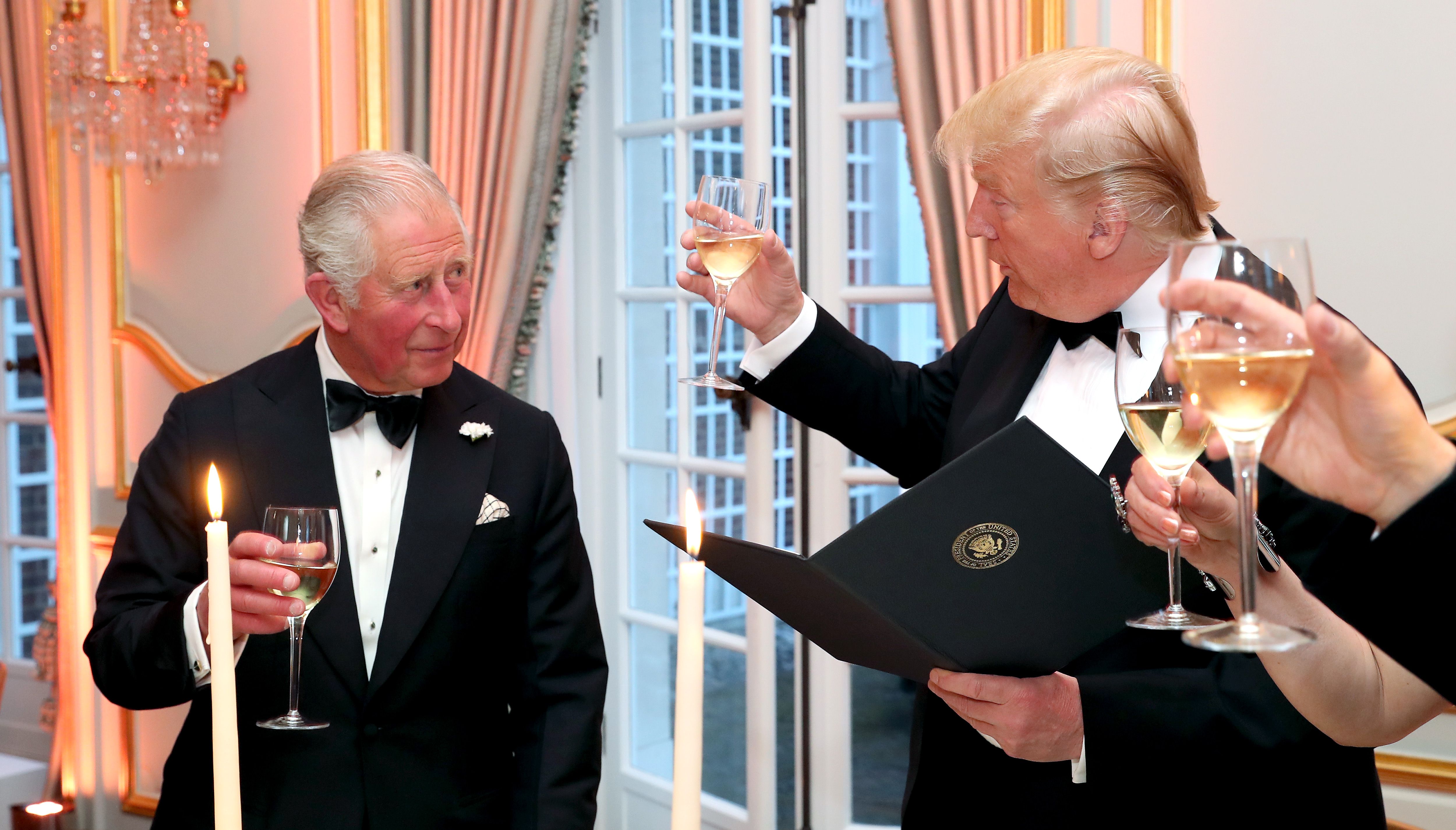US President Donald Trump and the Prince of Wales during the toast at the Return Dinner at Winfield House, the residence of the Ambassador of the United States of America to the UK, in Regent's Park, London, as part of his state visit to the UK.