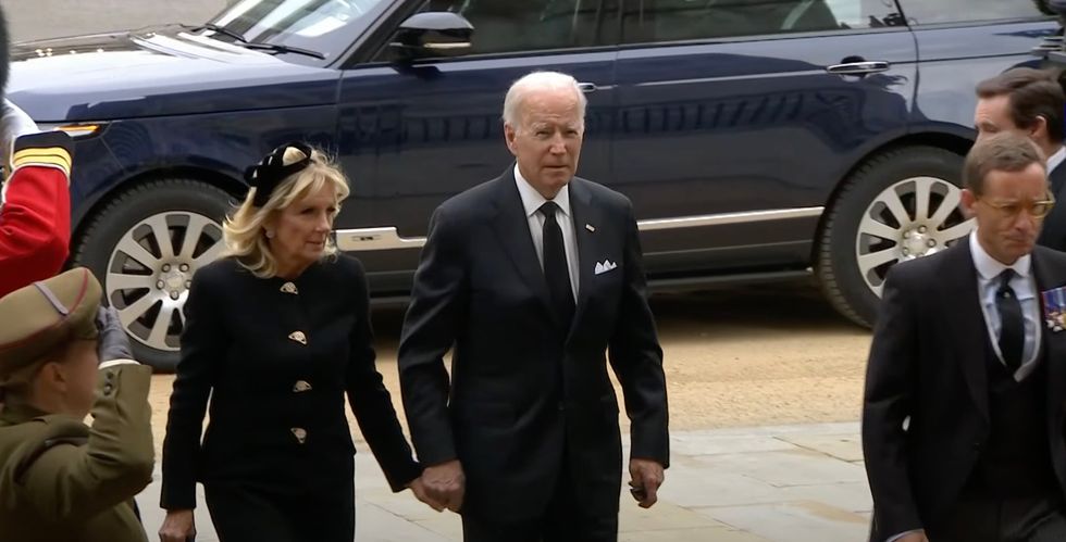 US President Joe Biden arriving at Westminster Abbey
