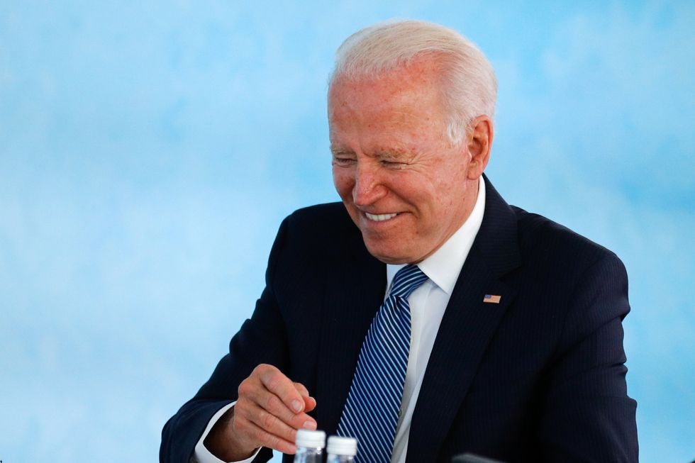 US President Joe Biden attends a plenary session, during the G7 summit in Cornwall. Picture date: Sunday June 13, 2021.