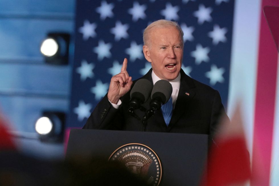 US president Joe Biden speaking in Warsaw, Poland