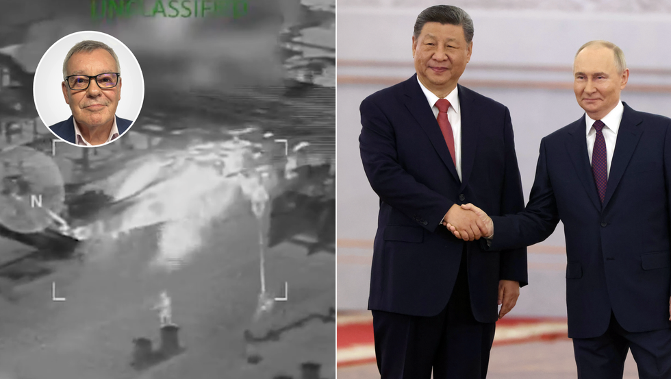 US seizes Russian-flagged oil tanker (left), Xi Jinping and Vladimir Putin (right)