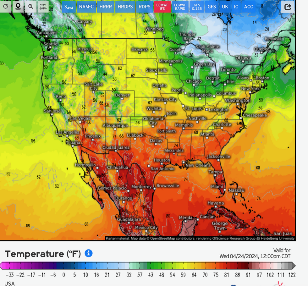 US temperature forecast