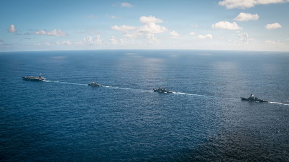 US warships in formation