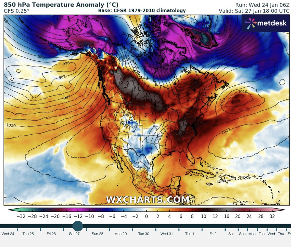 US weather: Hot air sitting over north America
