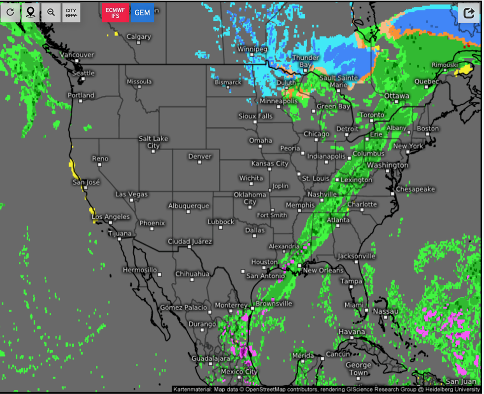 US weather risk of snow
