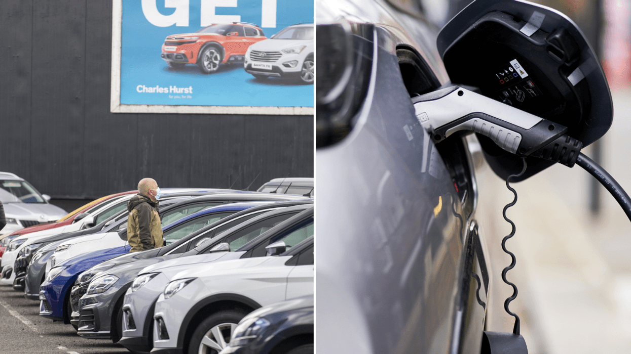 Used car market and an electric car charger