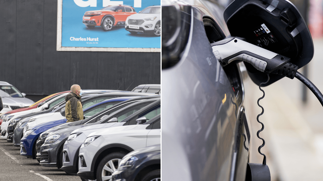 Used car market and an electric car charger