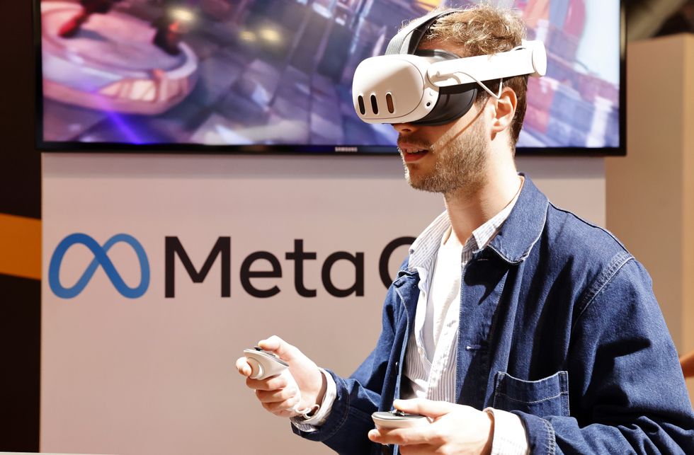 User playing game with Meta Quest headset