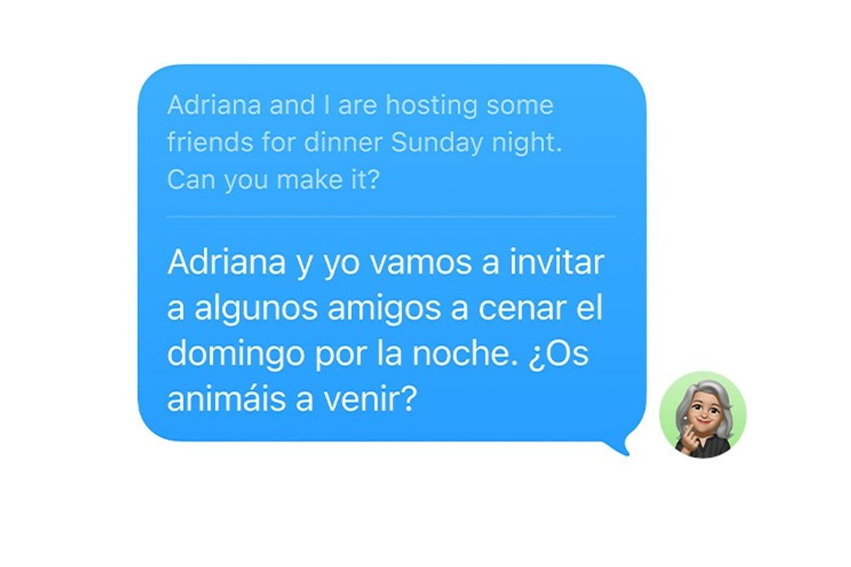 User receives text message in preferred language using Apple iOS 26 live translation feature