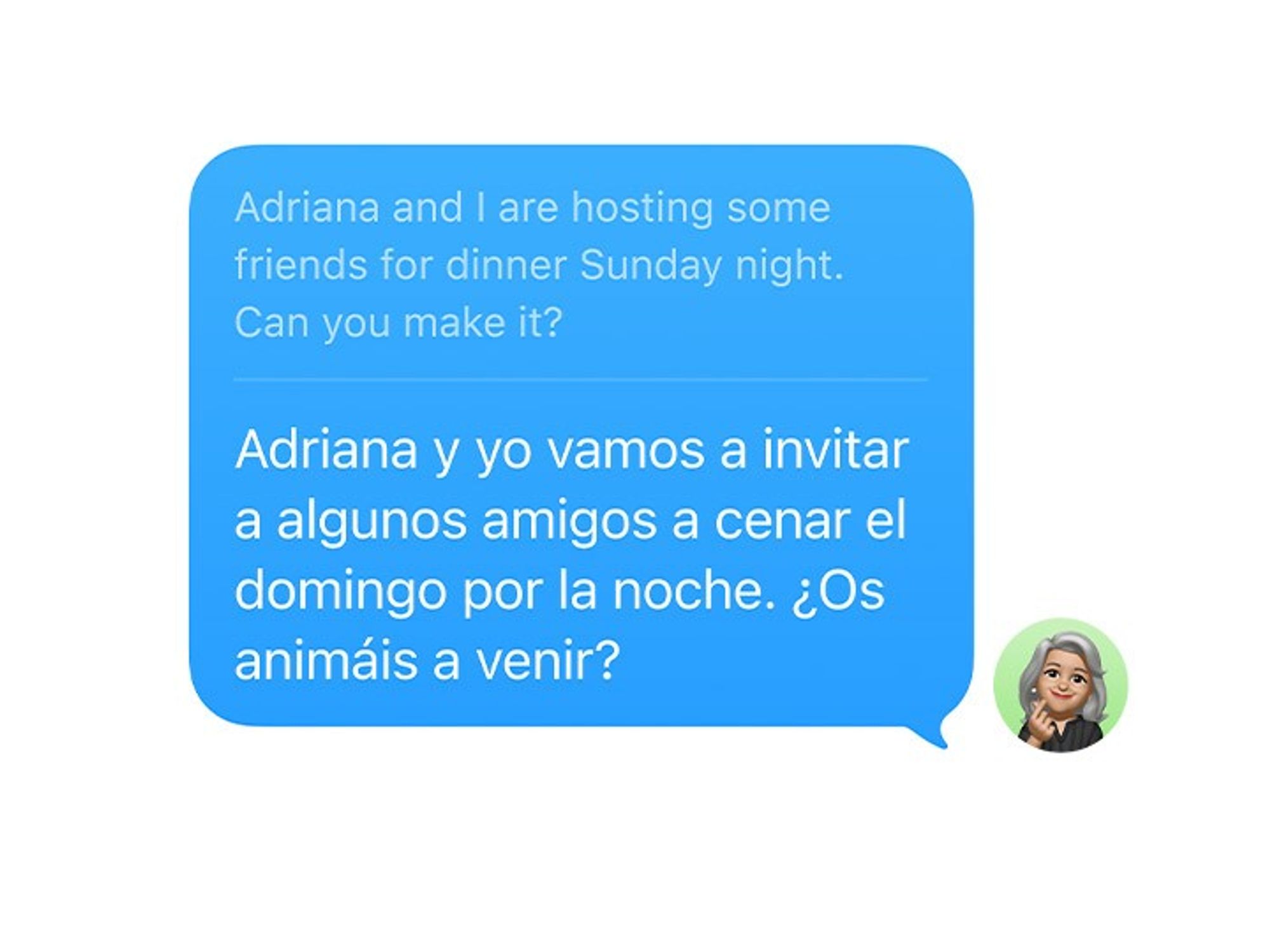 User receives text message in preferred language using Apple iOS 26 live translation feature