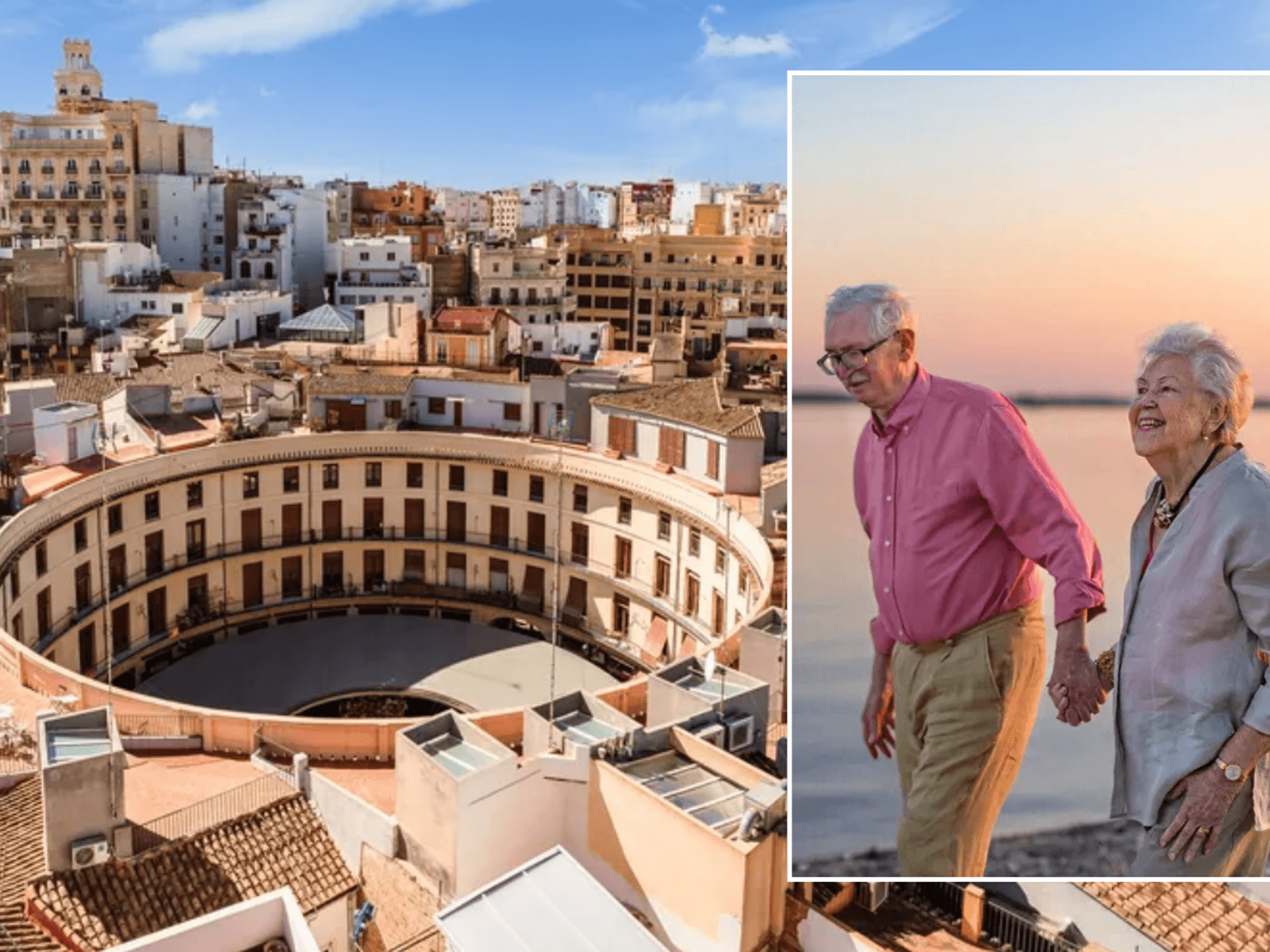 Valencia, Spain / Older couple walking on beach