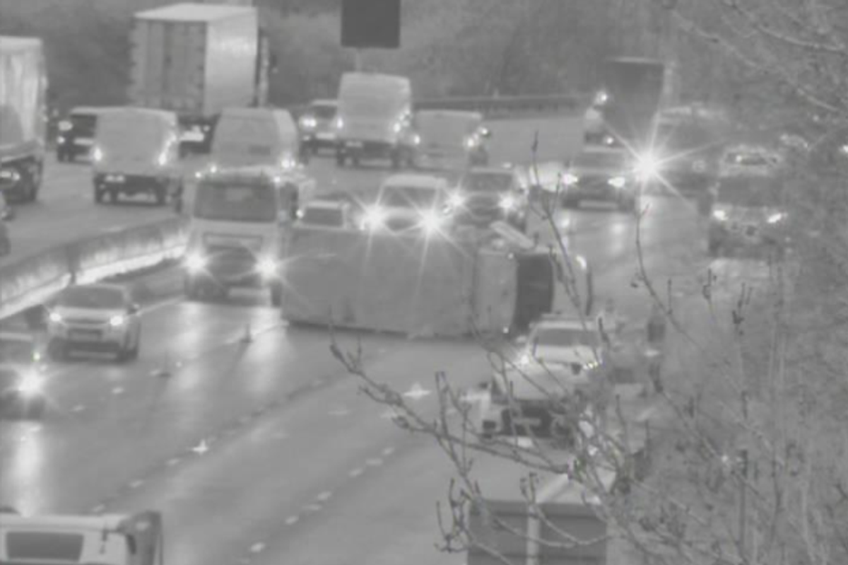 Van overturned on the M5